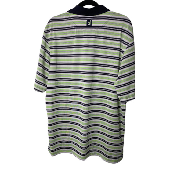 FootJoy Polo Shirt Mens Large‎ White Green Blue Striped Short Sleeve Golf - Picture 2 of 4